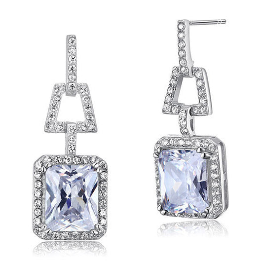 4 Carat Created Diamond 925 Sterling Silver Dangle Earrings
