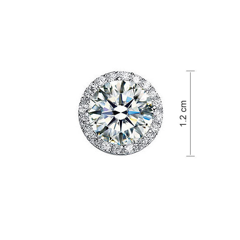 2 Carat Round Cut Created Diamond Halo Stud 925 Sterling Silver Earrings