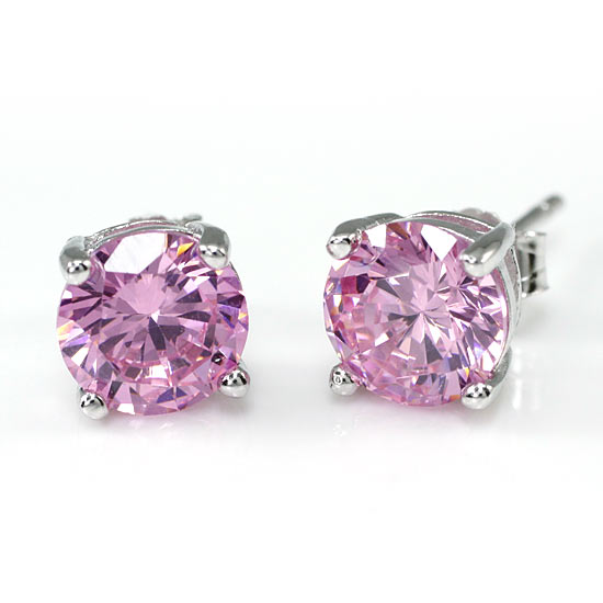 1 Carat Pink Created Sapphire 925 Sterling Silver Stud Earrings