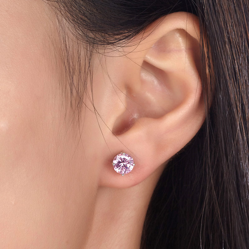 1 Carat Pink Created Sapphire 925 Sterling Silver Stud Earrings