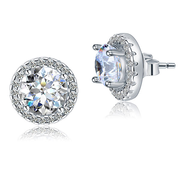 2.5 Carat Halo (Removable) Stud Earrings 925 Sterling Silver Jewelry