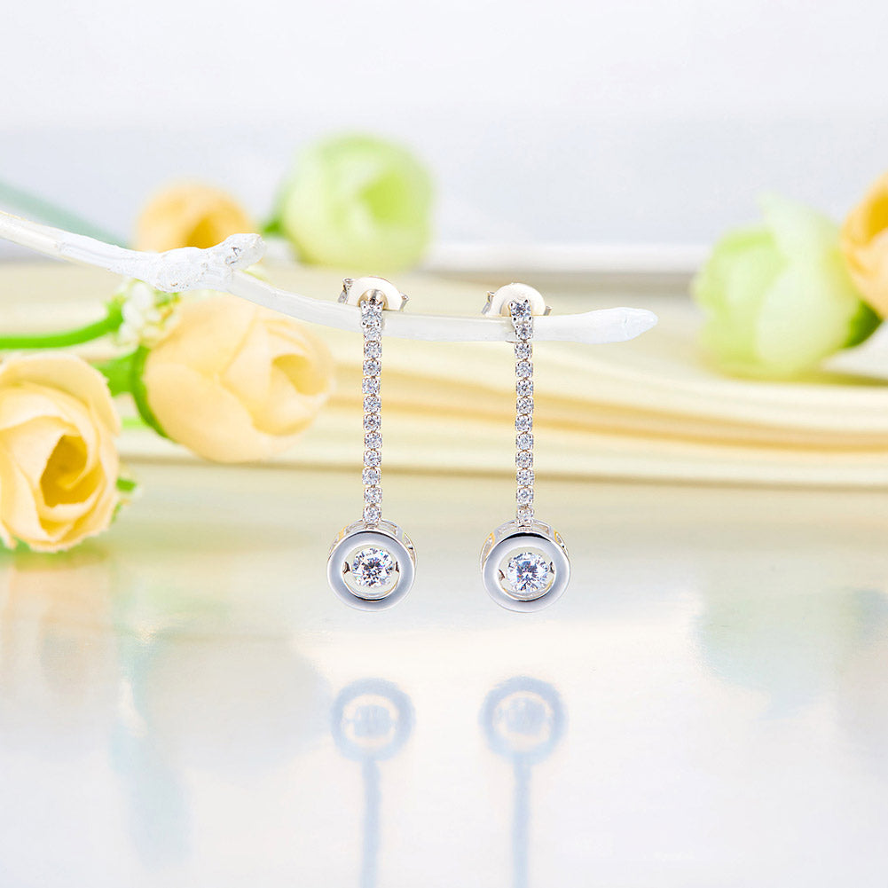 Dancing Stone Earrings Dangle Drop Solid 925 Sterling Silver