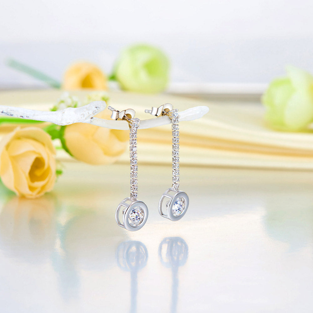 Dancing Stone Earrings Dangle Drop Solid 925 Sterling Silver