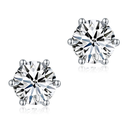 0.5 Carat Moissanite Diamond 6 Claws Stud Earrings 925 Sterling Silver