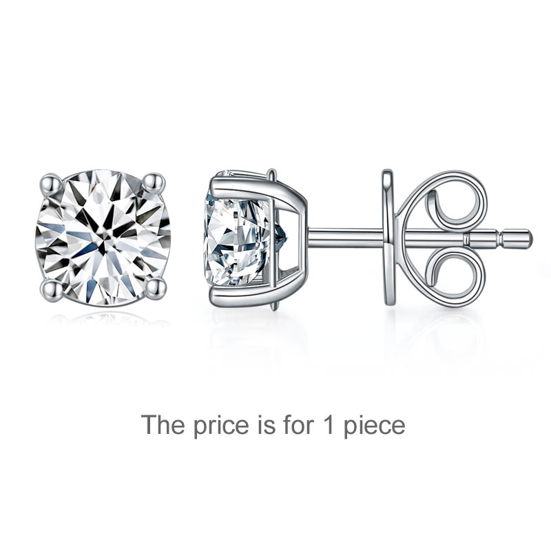 1 Carat Moissanite Diamond Men's Earrings (1 Piece) 925 Sterling Silver