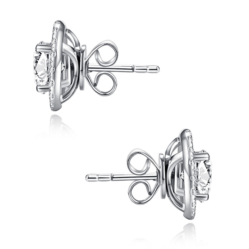 1 Carat Moissanite Diamond 4 Claws Stud Earrings 925 Sterling Silver