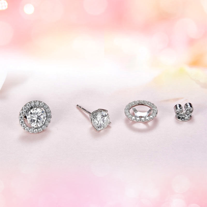 1 Carat Moissanite Diamond 4 Claws Stud Earrings 925 Sterling Silver