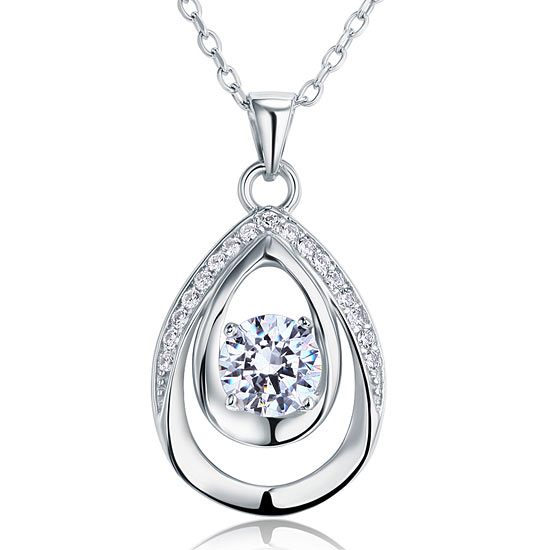1 Carat Round Cut 925 Sterling Silver Bridesmaid Pendant Necklace