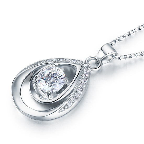 1 Carat Round Cut 925 Sterling Silver Bridesmaid Pendant Necklace