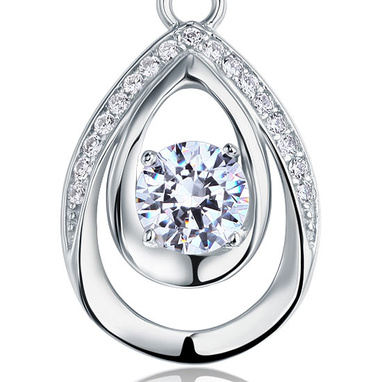 1 Carat Round Cut 925 Sterling Silver Bridesmaid Pendant Necklace