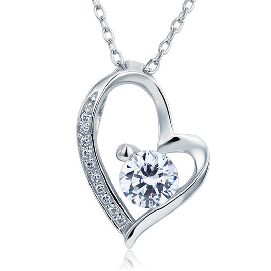 1 Carat Created Diamond Heart 925 Sterling Silver Pendant Necklace
