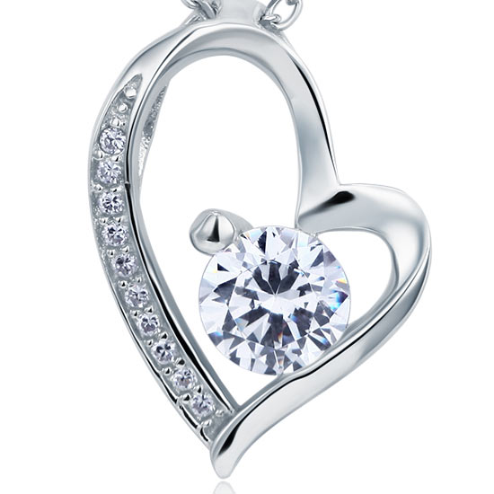 1 Carat Created Diamond Heart 925 Sterling Silver Pendant Necklace