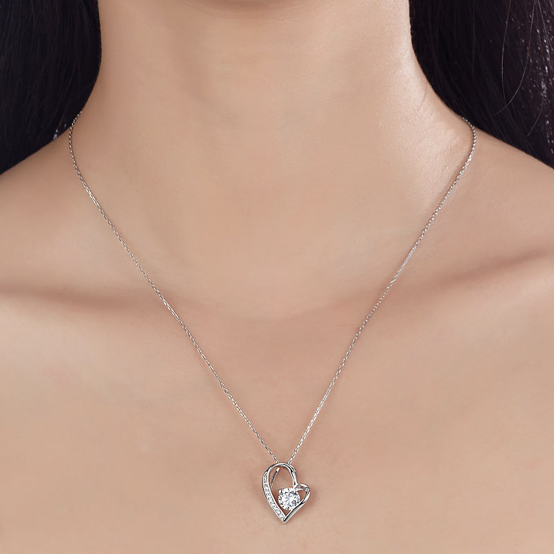 1 Carat Created Diamond Heart 925 Sterling Silver Pendant Necklace