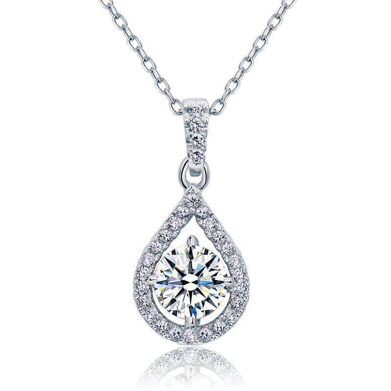1 Carat Round Cut Created Diamond Bridal 925 Sterling Silver Pendant Necklace