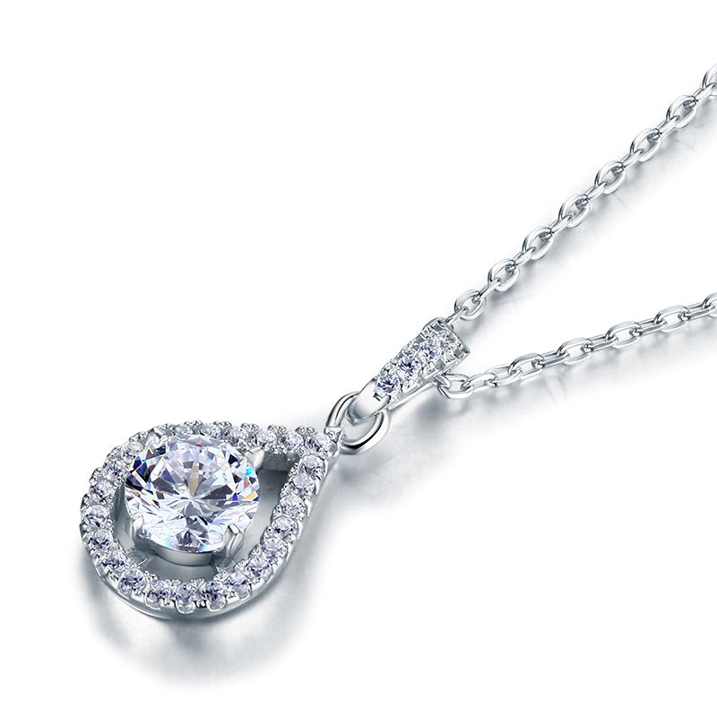 1 Carat Round Cut Created Diamond Bridal 925 Sterling Silver Pendant Necklace