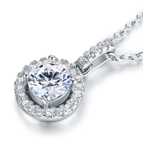 1 Carat Round Cut Created Diamond Bridal 925 Sterling Silver Pendant Necklace