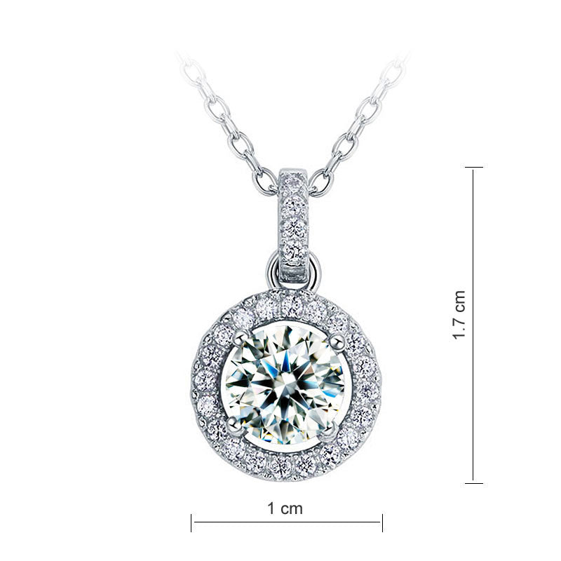 1 Carat Round Cut Created Diamond Bridal 925 Sterling Silver Pendant Necklace