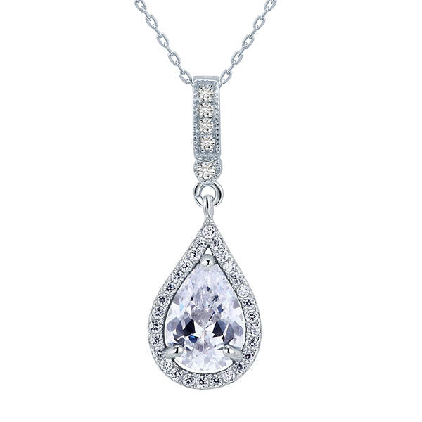 925 Sterling Silver Bridesmaid Pendant Necklace Bridal Wedding Tear Drop