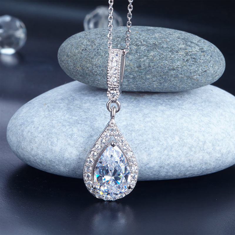 925 Sterling Silver Bridesmaid Pendant Necklace Bridal Wedding Tear Drop