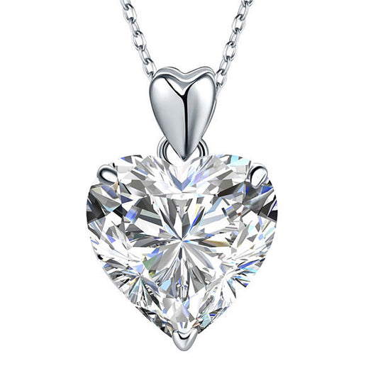Heart Created Diamond Pendant Necklace 925 Sterling Silver Bridesmaid Necklace