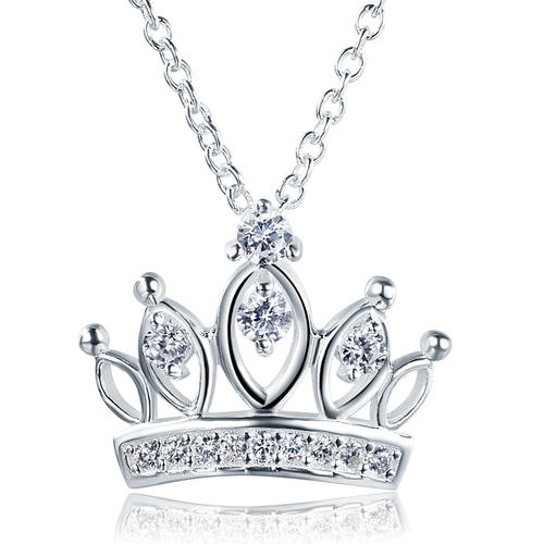 Kids Girl Crown Pendant Necklace 925 Sterling Silver Children Jewelry