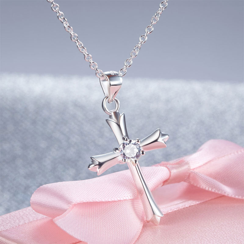 Kids Girl Cross Pendant Necklace 925 Sterling Silver Children Jewelry