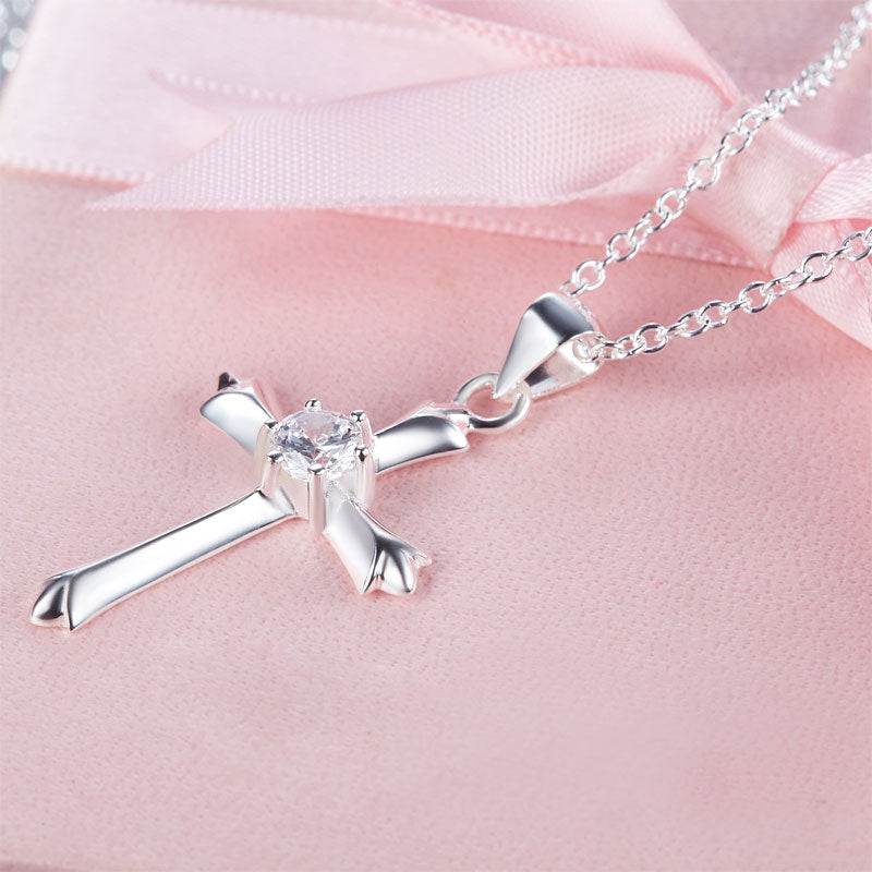 Kids Girl Cross Pendant Necklace 925 Sterling Silver Children Jewelry