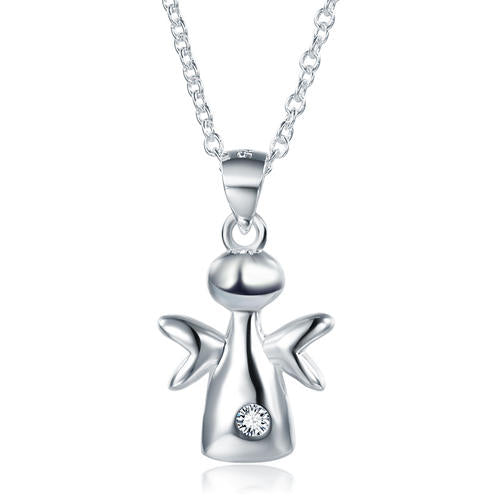 Kids Girl Angel Pendant Necklace 925 Sterling Silver Children Jewelry