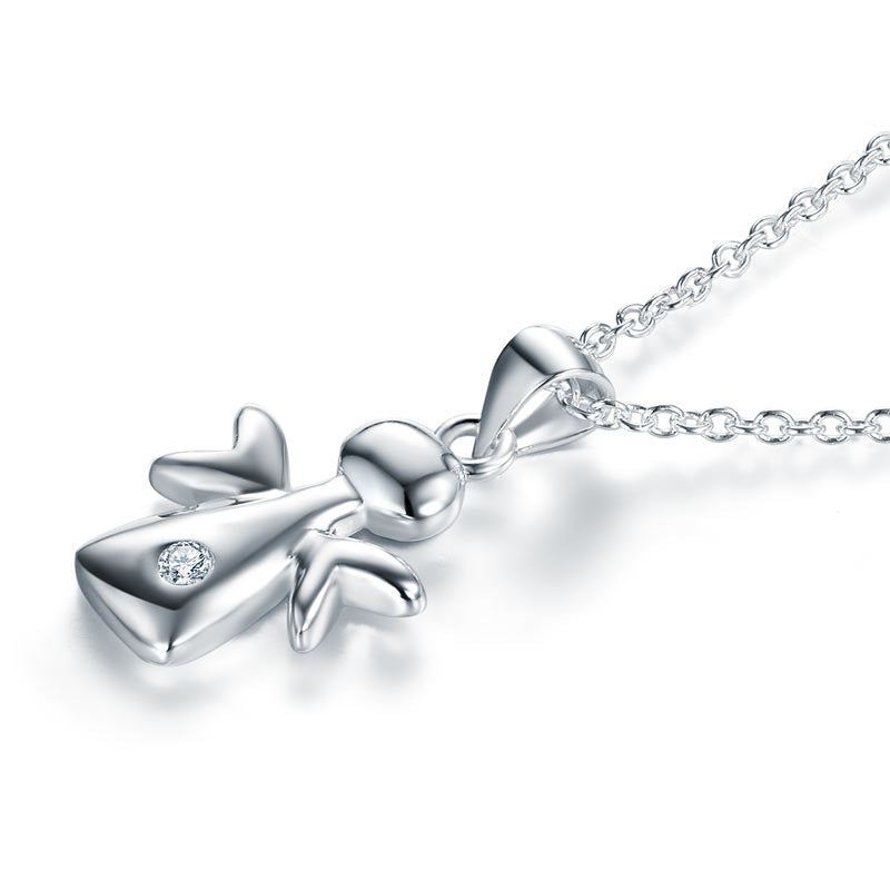 Kids Girl Angel Pendant Necklace 925 Sterling Silver Children Jewelry