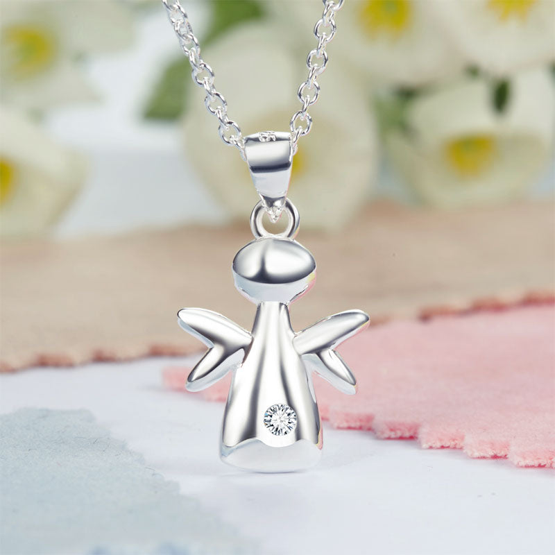 Kids Girl Angel Pendant Necklace 925 Sterling Silver Children Jewelry