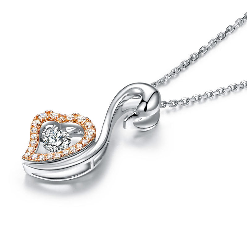 Swan Dancing Stone Pendant Necklace 925 Sterling Silver Bridesmaid Gift