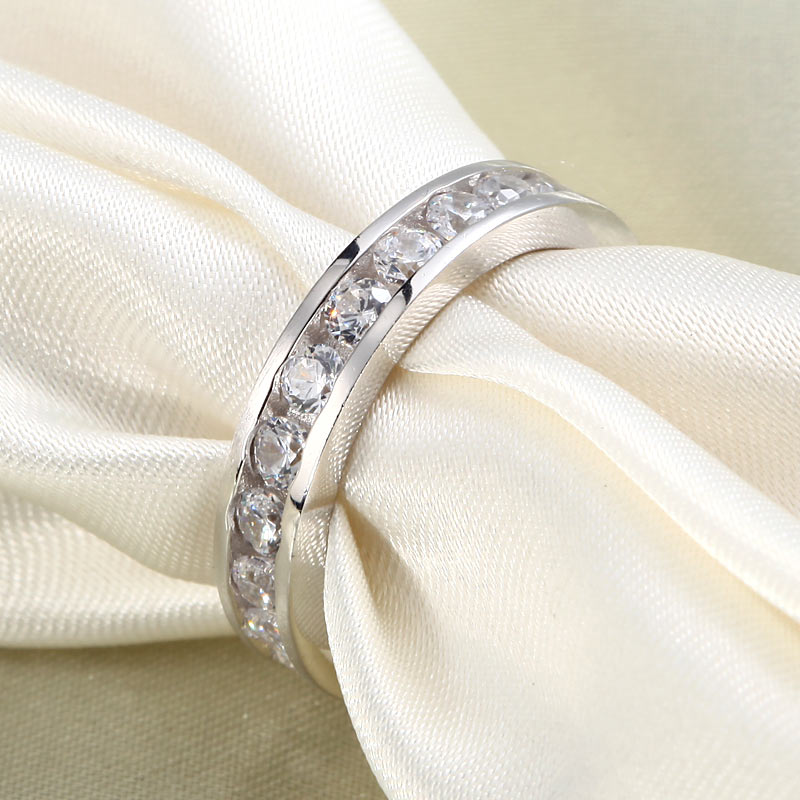 Channel Setting Created Diamond 925 Sterling Silver Eternity Band Wedding Anniversary Ring