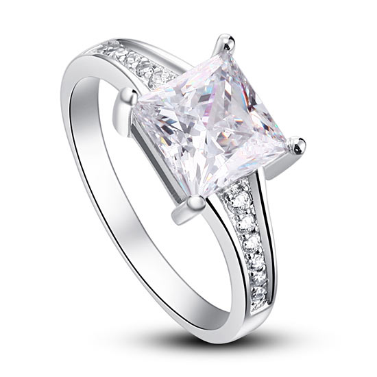 1.5 Ct Princes Cut Solid 925 Sterling Silver Wedding Promise Engagement Ring