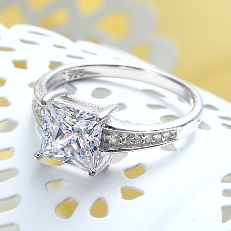 1.5 Ct Princes Cut Solid 925 Sterling Silver Wedding Promise Engagement Ring
