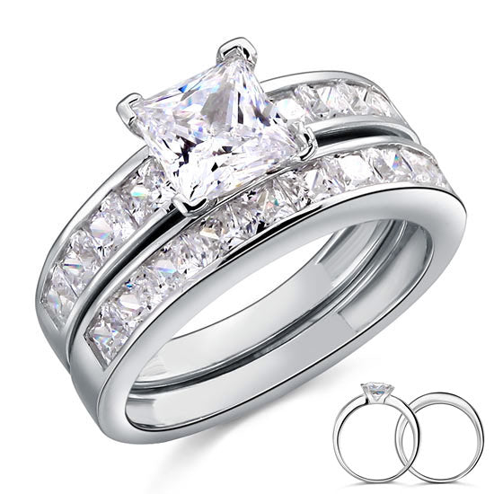 1 Ct Created Diamond 925 Sterling Silver Wedding Engagement Ring Set