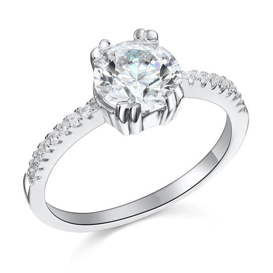 2 Carat Created Diamond Engagement Sterling 925 Silver Ring