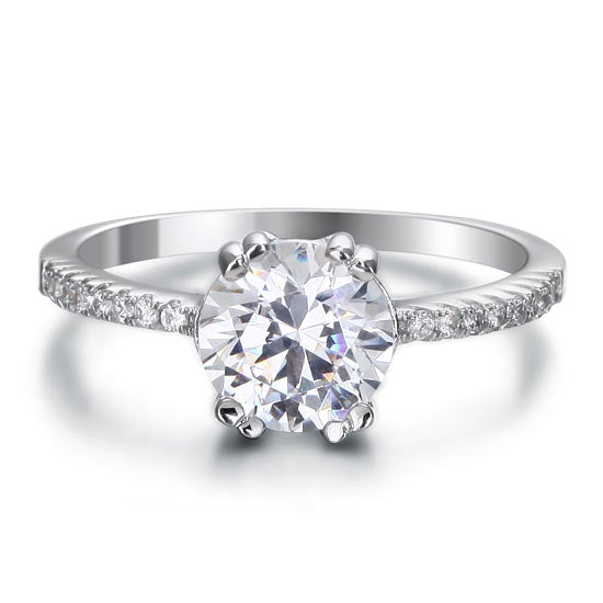 2 Carat Created Diamond Engagement Sterling 925 Silver Ring