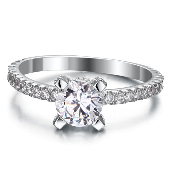 1 Carat Created Diamond Engagement Sterling 925 Silver Ring