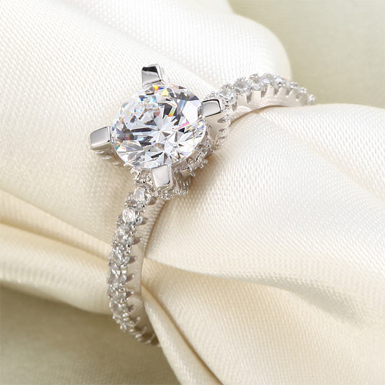 1 Carat Created Diamond Engagement Sterling 925 Silver Ring