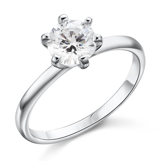 1 Carat Created Diamond Engagement Sterling 925 Silver Ring