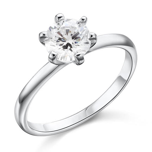 1 Carat Created Diamond Engagement Sterling 925 Silver Ring