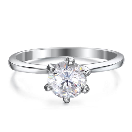 1 Carat Created Diamond Engagement Sterling 925 Silver Ring