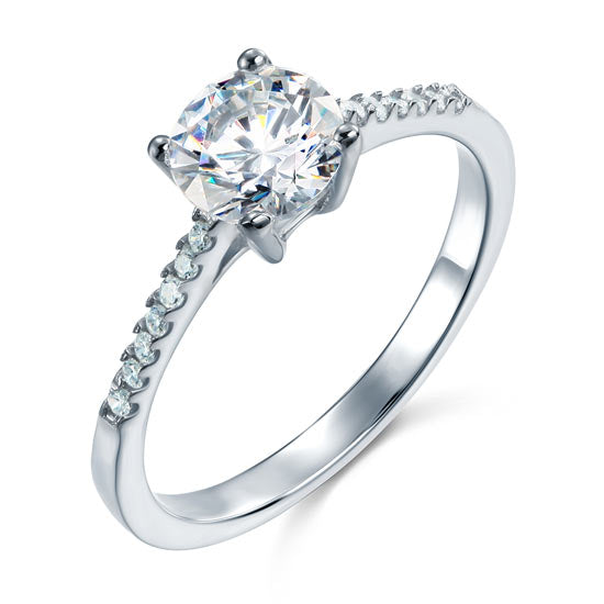 Created Diamond Sterling 925 Silver Engagement Ring
