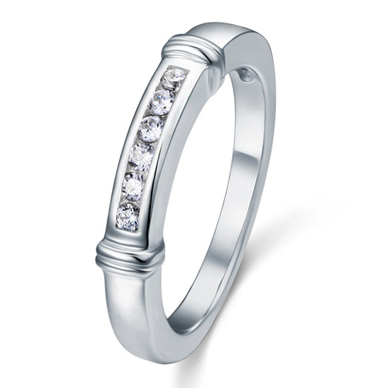 Channel Set Created Diamond Solid Sterling 925 Silver Wedding Ring