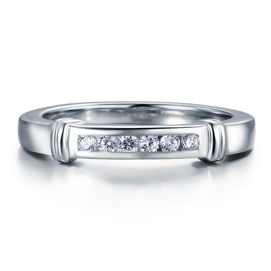 Channel Set Created Diamond Solid Sterling 925 Silver Wedding Ring