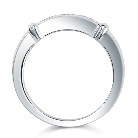 Channel Set Created Diamond Solid Sterling 925 Silver Wedding Ring