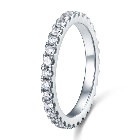 Eternity Ring Created Diamond Solid Sterling 925 Silver Wedding Band