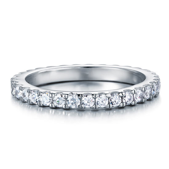 Eternity Ring Created Diamond Solid Sterling 925 Silver Wedding Band