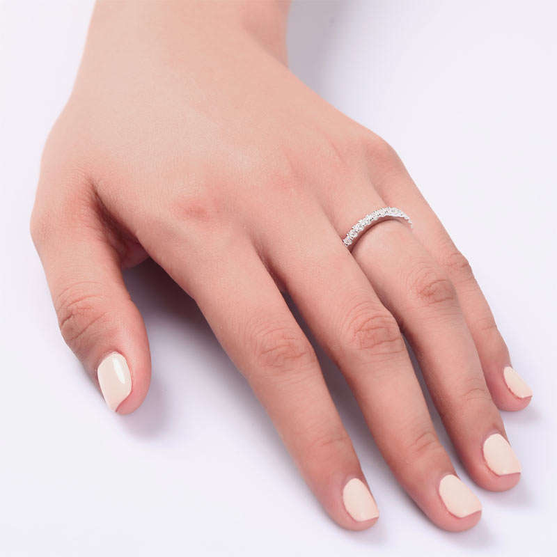 Eternity Ring Created Diamond Solid Sterling 925 Silver Wedding Band