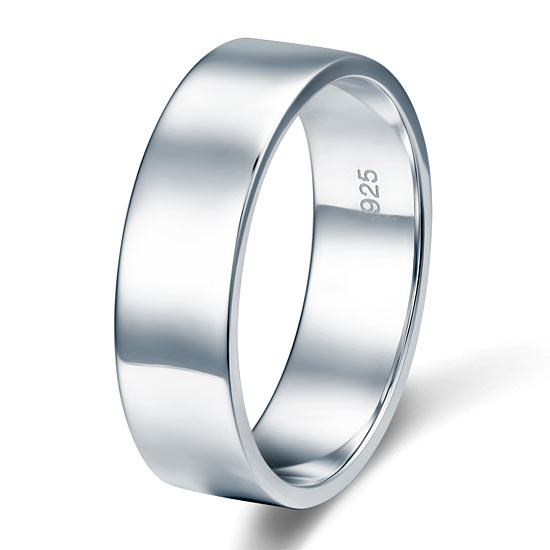 Men's Solid Sterling 925 Silver Wedding Band Ring